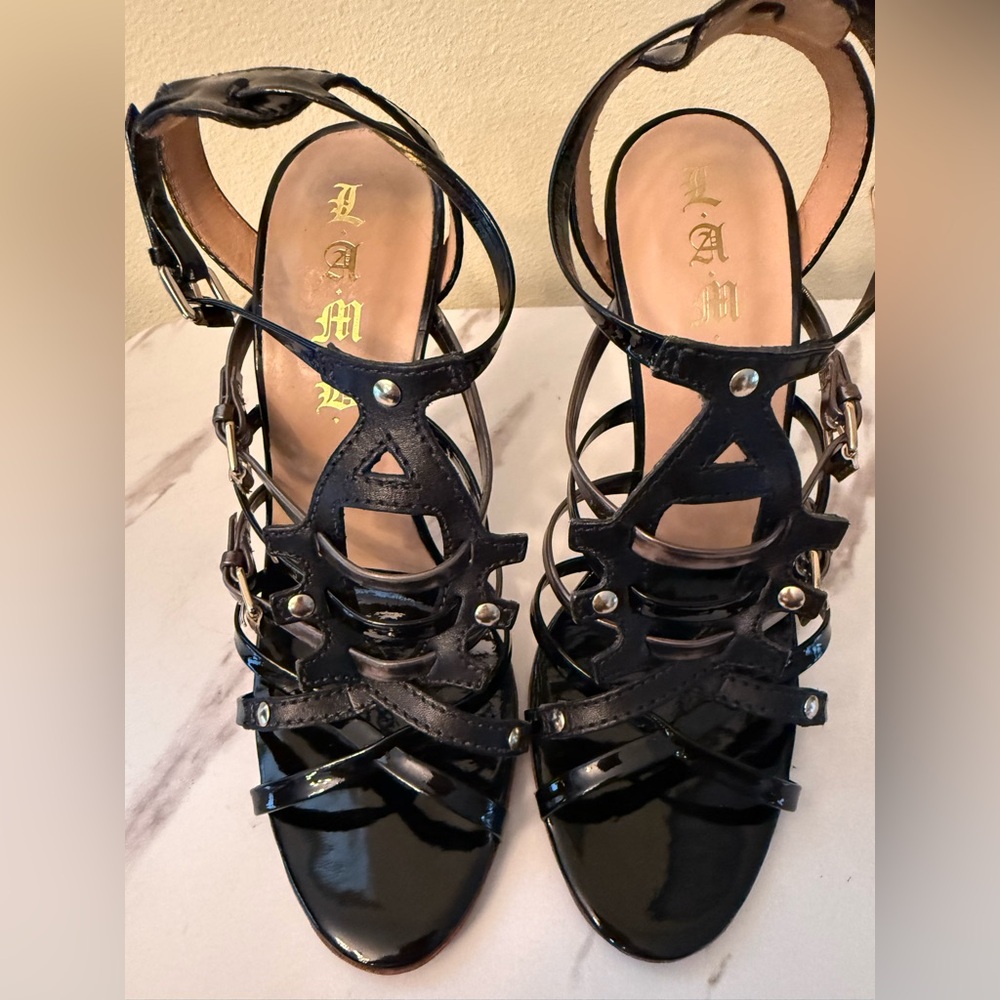 Lamb Black Cage Stilettos, EUC, Size 7-1/2 - Picture 6 of 12